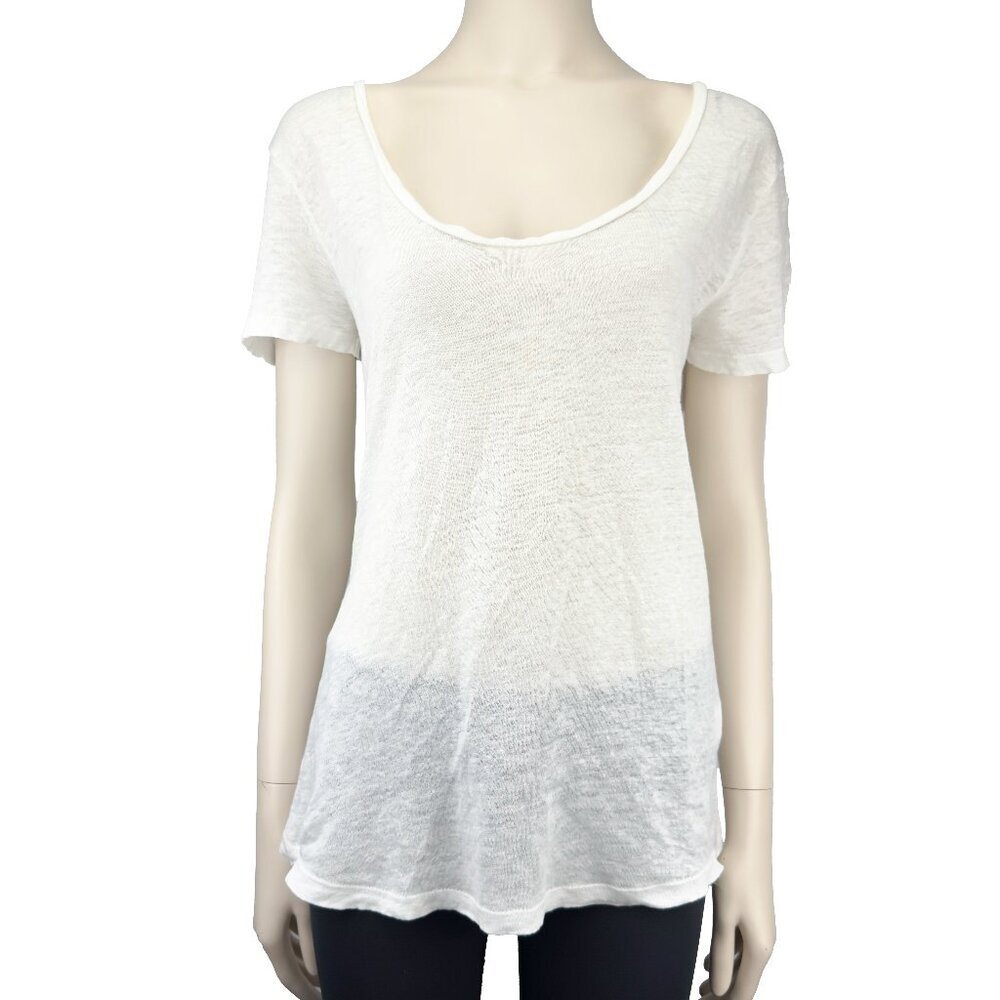BROCHU WALKER 100% Linen Scoop Neck Short Sleeves T-shirt Size M
